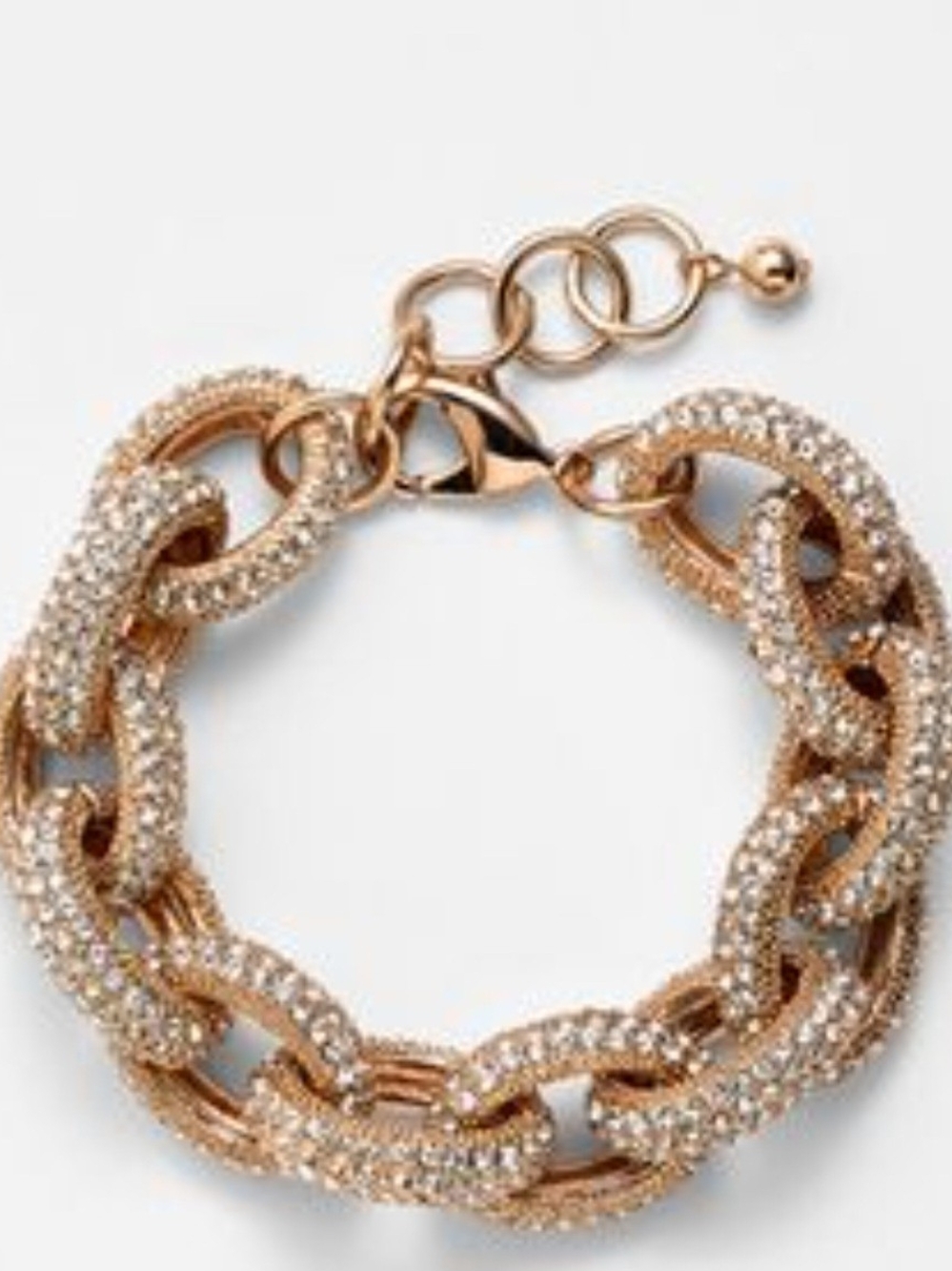 Express Crystal Pavé Gold Chain Link Bracelet 9"